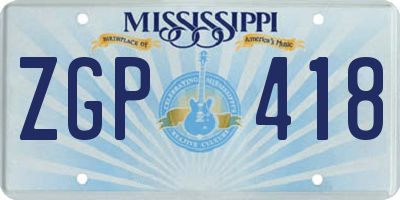MS license plate ZGP418