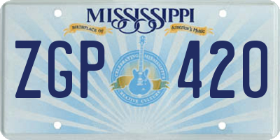 MS license plate ZGP420