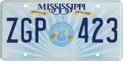 MS license plate ZGP423