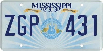 MS license plate ZGP431