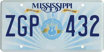 MS license plate ZGP432
