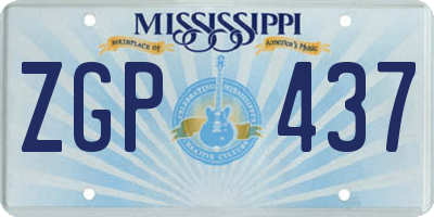 MS license plate ZGP437