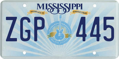MS license plate ZGP445