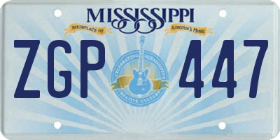 MS license plate ZGP447