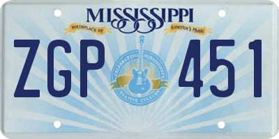MS license plate ZGP451