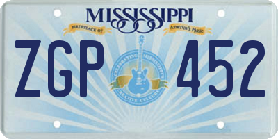 MS license plate ZGP452