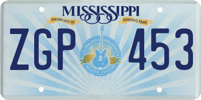 MS license plate ZGP453