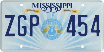 MS license plate ZGP454