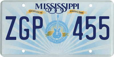 MS license plate ZGP455