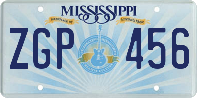 MS license plate ZGP456