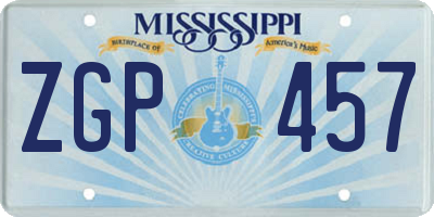 MS license plate ZGP457