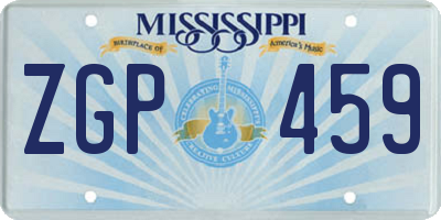 MS license plate ZGP459