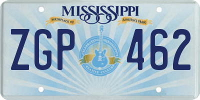 MS license plate ZGP462