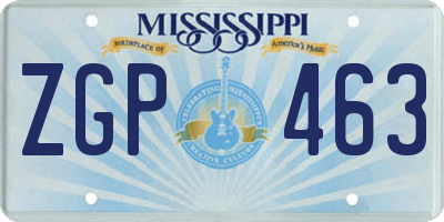 MS license plate ZGP463
