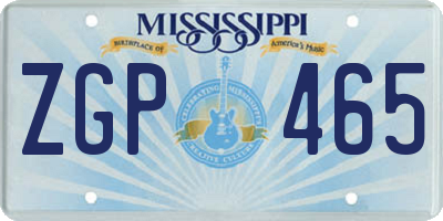 MS license plate ZGP465