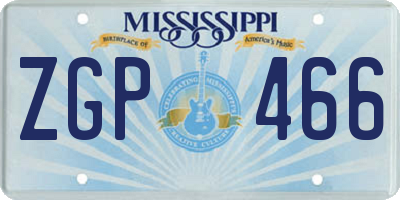 MS license plate ZGP466