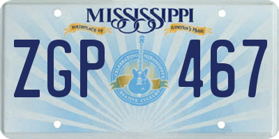 MS license plate ZGP467