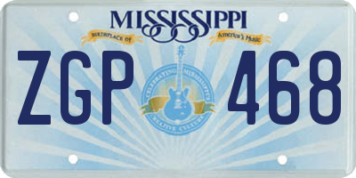MS license plate ZGP468