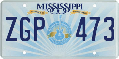 MS license plate ZGP473