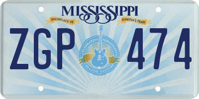 MS license plate ZGP474