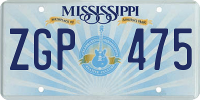MS license plate ZGP475