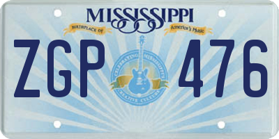 MS license plate ZGP476
