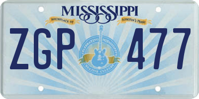 MS license plate ZGP477