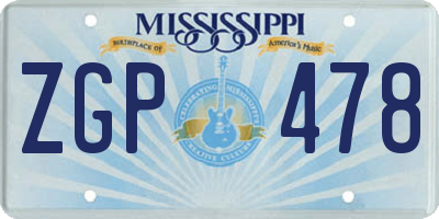MS license plate ZGP478