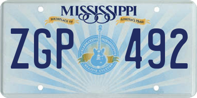 MS license plate ZGP492