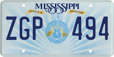MS license plate ZGP494