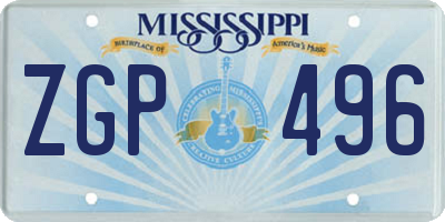 MS license plate ZGP496