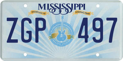MS license plate ZGP497