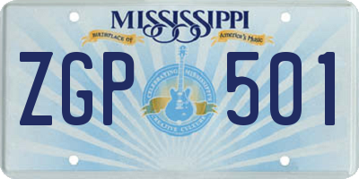 MS license plate ZGP501