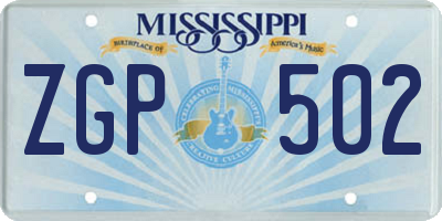 MS license plate ZGP502