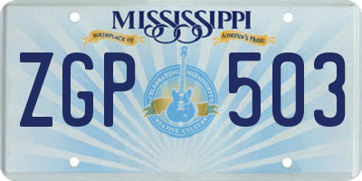 MS license plate ZGP503