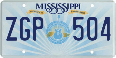 MS license plate ZGP504