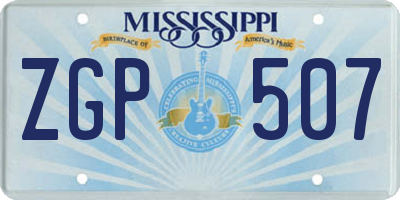 MS license plate ZGP507