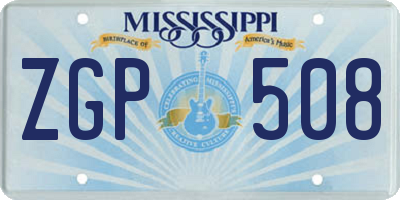 MS license plate ZGP508