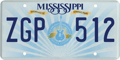 MS license plate ZGP512