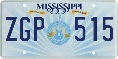 MS license plate ZGP515