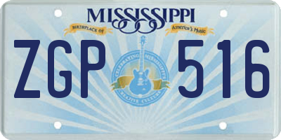 MS license plate ZGP516
