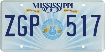 MS license plate ZGP517