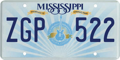 MS license plate ZGP522