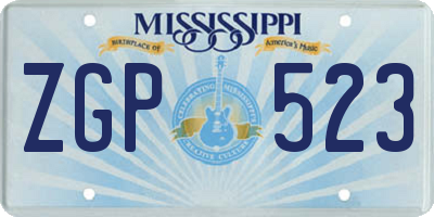 MS license plate ZGP523