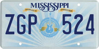 MS license plate ZGP524