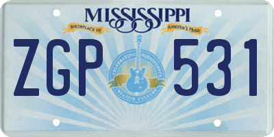 MS license plate ZGP531