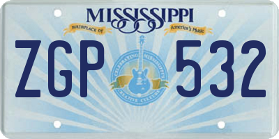 MS license plate ZGP532