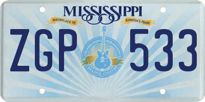 MS license plate ZGP533