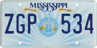 MS license plate ZGP534