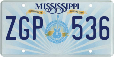 MS license plate ZGP536